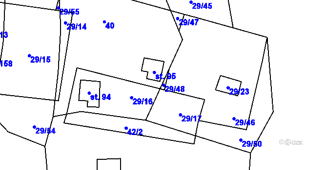 Parcela st. 29/48 v KÚ Rounek, Katastrální mapa