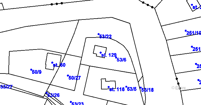 Parcela st. 129 v KÚ Rounek, Katastrální mapa