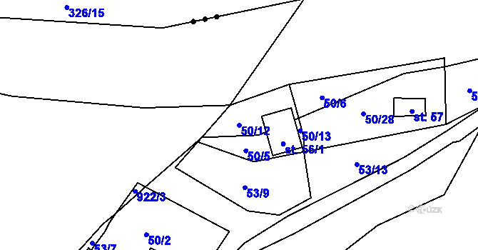 Parcela st. 50/12 v KÚ Rounek, Katastrální mapa