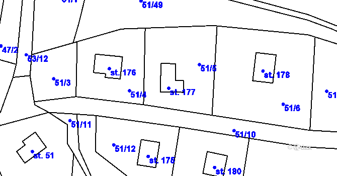 Parcela st. 177 v KÚ Rounek, Katastrální mapa