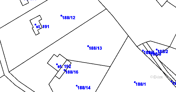 Parcela st. 188/13 v KÚ Rounek, Katastrální mapa