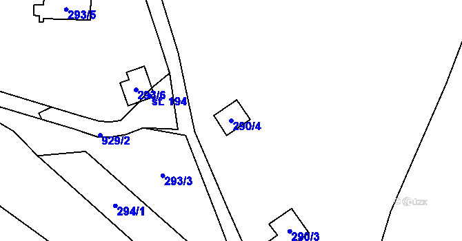 Parcela st. 290/4 v KÚ Rounek, Katastrální mapa