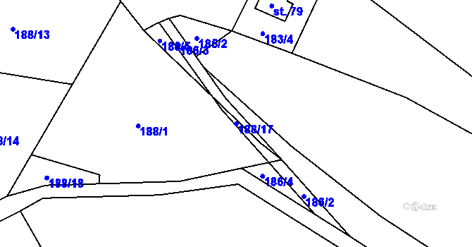 Parcela st. 188/17 v KÚ Rounek, Katastrální mapa
