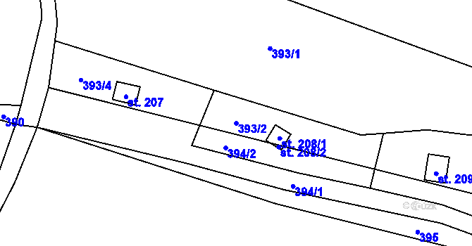 Parcela st. 393/2 v KÚ Rounek, Katastrální mapa