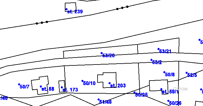 Parcela st. 53/20 v KÚ Rounek, Katastrální mapa