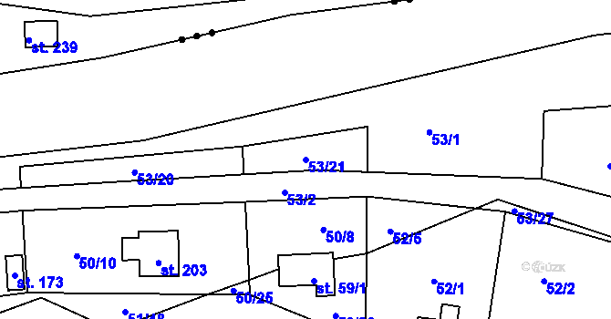 Parcela st. 53/21 v KÚ Rounek, Katastrální mapa