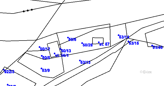Parcela st. 50/28 v KÚ Rounek, Katastrální mapa