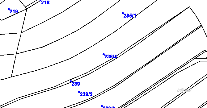 Parcela st. 238/4 v KÚ Rounek, Katastrální mapa