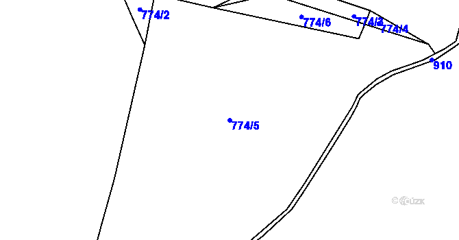 Parcela st. 774/5 v KÚ Rounek, Katastrální mapa