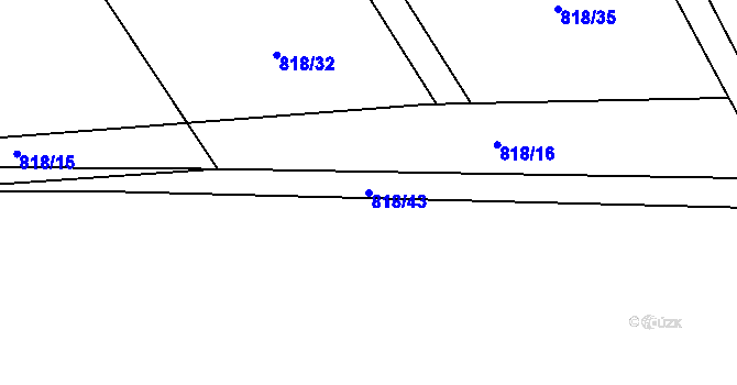 Parcela st. 818/43 v KÚ Rounek, Katastrální mapa