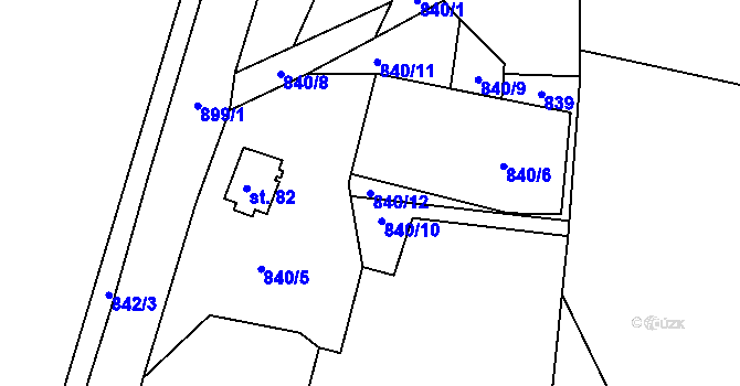 Parcela st. 840/12 v KÚ Rounek, Katastrální mapa