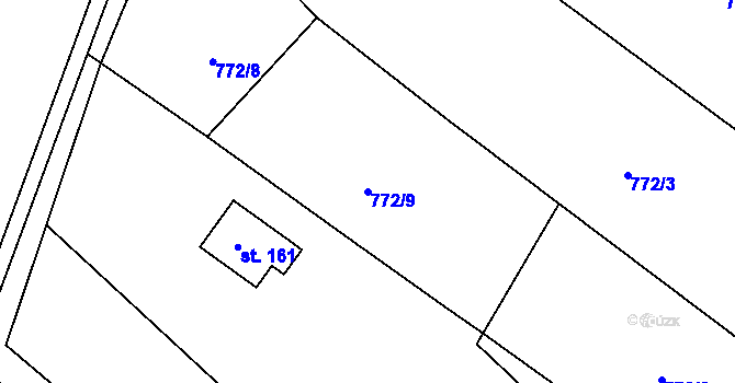 Parcela st. 772/9 v KÚ Rounek, Katastrální mapa