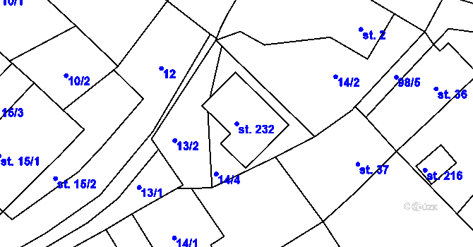 Parcela st. 232 v KÚ Rounek, Katastrální mapa