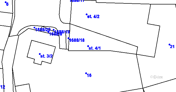 Parcela st. 4/1 v KÚ Vyskytná nad Jihlavou, Katastrální mapa