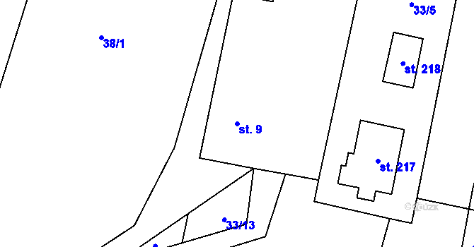 Parcela st. 9 v KÚ Vyskytná nad Jihlavou, Katastrální mapa