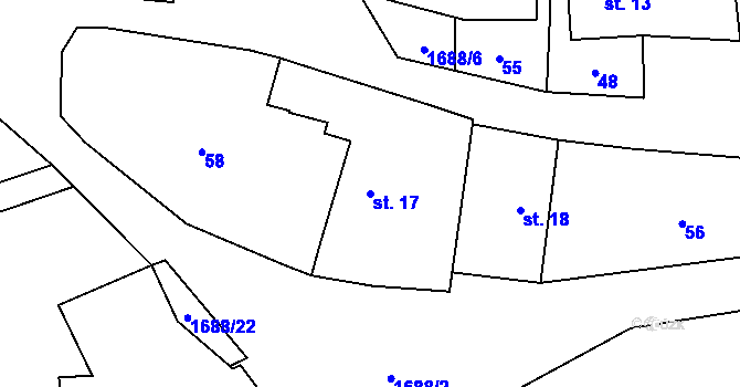 Parcela st. 17 v KÚ Vyskytná nad Jihlavou, Katastrální mapa