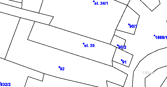 Parcela st. 25 v KÚ Vyskytná nad Jihlavou, Katastrální mapa