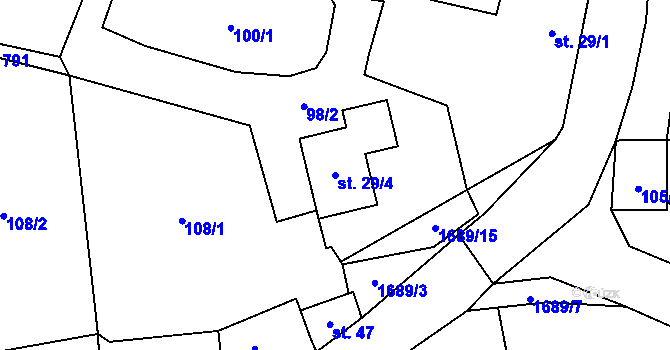 Parcela st. 29/4 v KÚ Vyskytná nad Jihlavou, Katastrální mapa