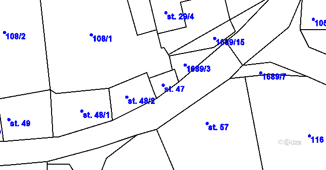 Parcela st. 47 v KÚ Vyskytná nad Jihlavou, Katastrální mapa