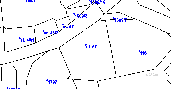 Parcela st. 57 v KÚ Vyskytná nad Jihlavou, Katastrální mapa