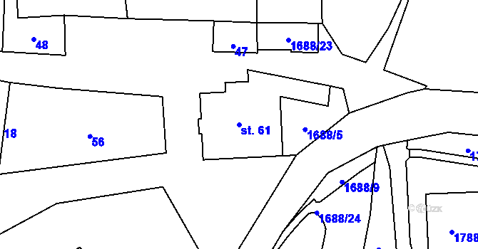 Parcela st. 61 v KÚ Vyskytná nad Jihlavou, Katastrální mapa