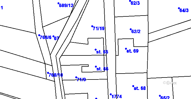 Parcela st. 65 v KÚ Vyskytná nad Jihlavou, Katastrální mapa