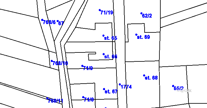 Parcela st. 66 v KÚ Vyskytná nad Jihlavou, Katastrální mapa