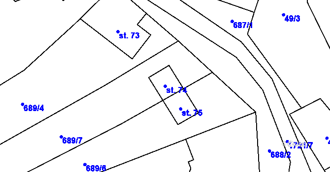 Parcela st. 74 v KÚ Vyskytná nad Jihlavou, Katastrální mapa