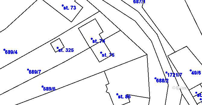 Parcela st. 75 v KÚ Vyskytná nad Jihlavou, Katastrální mapa