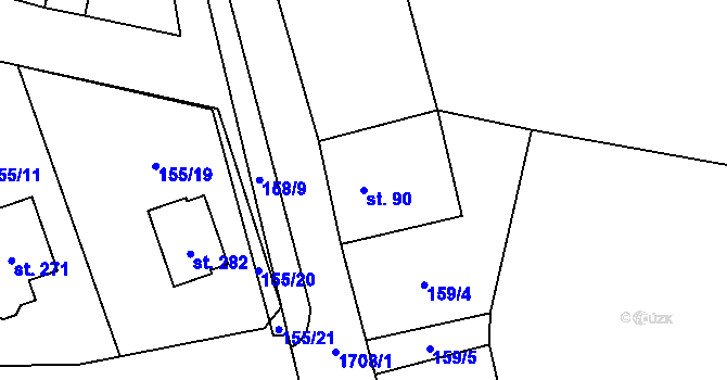 Parcela st. 90 v KÚ Vyskytná nad Jihlavou, Katastrální mapa