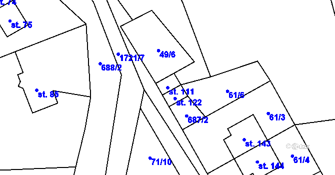 Parcela st. 111 v KÚ Vyskytná nad Jihlavou, Katastrální mapa