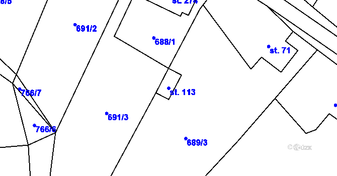 Parcela st. 113 v KÚ Vyskytná nad Jihlavou, Katastrální mapa