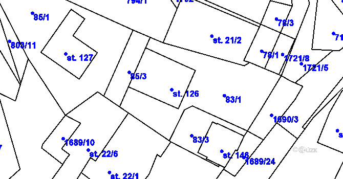 Parcela st. 126 v KÚ Vyskytná nad Jihlavou, Katastrální mapa