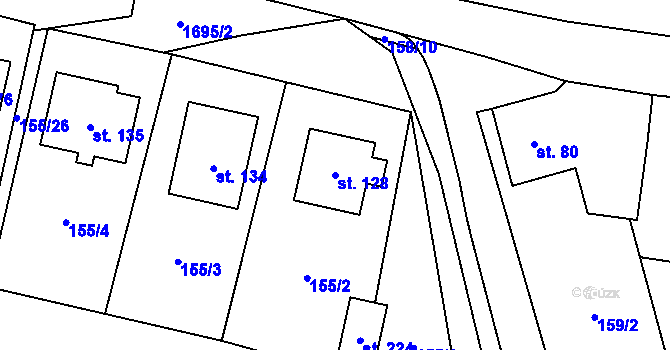 Parcela st. 128 v KÚ Vyskytná nad Jihlavou, Katastrální mapa