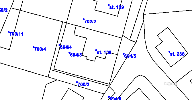 Parcela st. 130 v KÚ Vyskytná nad Jihlavou, Katastrální mapa