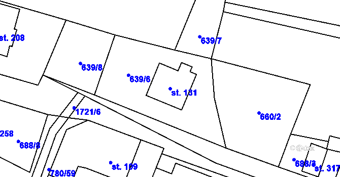 Parcela st. 131 v KÚ Vyskytná nad Jihlavou, Katastrální mapa