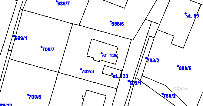 Parcela st. 132 v KÚ Vyskytná nad Jihlavou, Katastrální mapa
