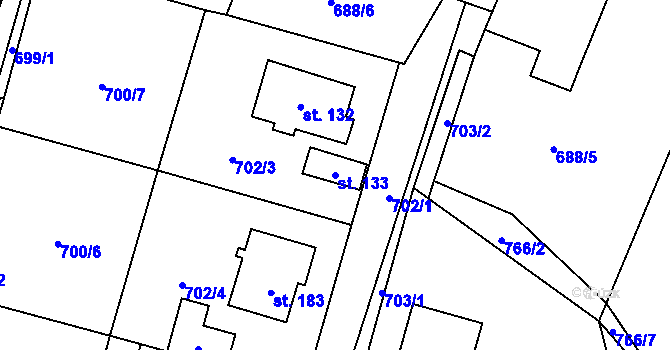 Parcela st. 133 v KÚ Vyskytná nad Jihlavou, Katastrální mapa