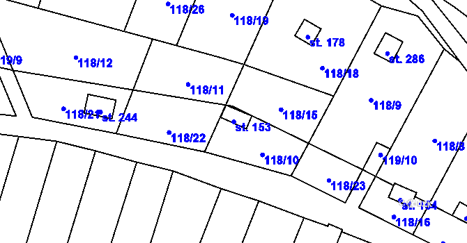 Parcela st. 153 v KÚ Vyskytná nad Jihlavou, Katastrální mapa