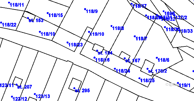 Parcela st. 154 v KÚ Vyskytná nad Jihlavou, Katastrální mapa