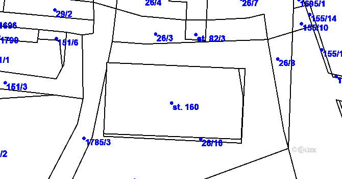 Parcela st. 160 v KÚ Vyskytná nad Jihlavou, Katastrální mapa