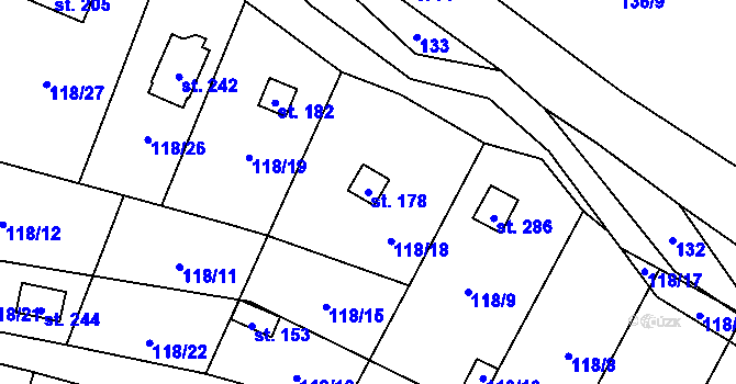 Parcela st. 178 v KÚ Vyskytná nad Jihlavou, Katastrální mapa