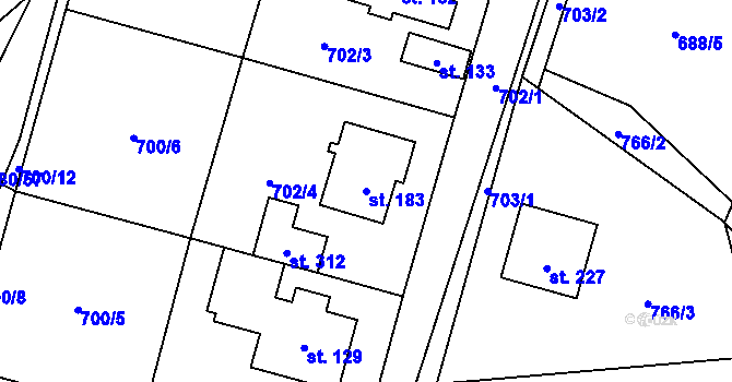 Parcela st. 183 v KÚ Vyskytná nad Jihlavou, Katastrální mapa