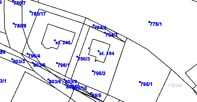 Parcela st. 194 v KÚ Vyskytná nad Jihlavou, Katastrální mapa