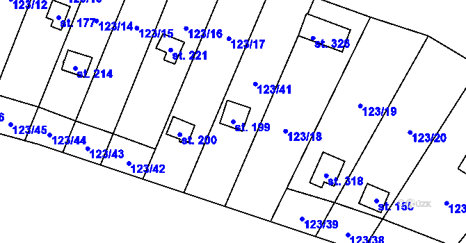 Parcela st. 199 v KÚ Vyskytná nad Jihlavou, Katastrální mapa