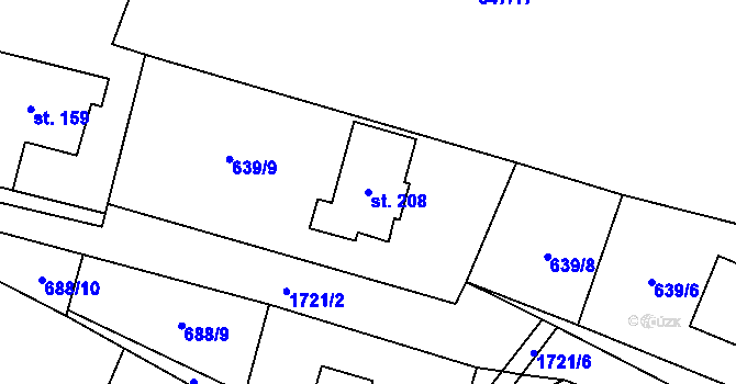 Parcela st. 208 v KÚ Vyskytná nad Jihlavou, Katastrální mapa