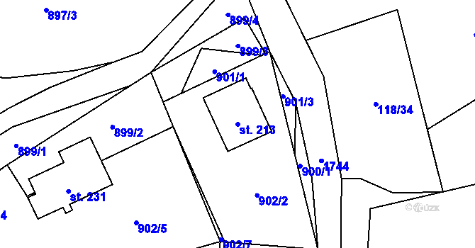 Parcela st. 213 v KÚ Vyskytná nad Jihlavou, Katastrální mapa