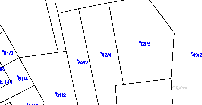 Parcela st. 52/4 v KÚ Vyskytná nad Jihlavou, Katastrální mapa