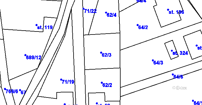 Parcela st. 62/3 v KÚ Vyskytná nad Jihlavou, Katastrální mapa