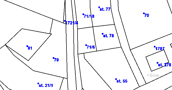 Parcela st. 71/6 v KÚ Vyskytná nad Jihlavou, Katastrální mapa
